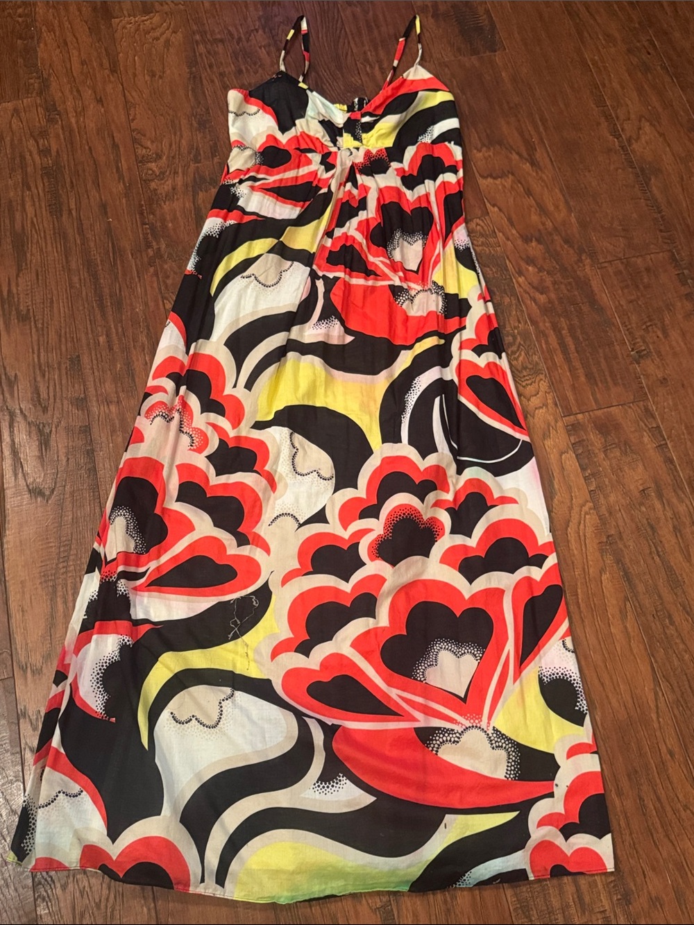Nine West Red, Black & Yellow Printed Maxi Dress